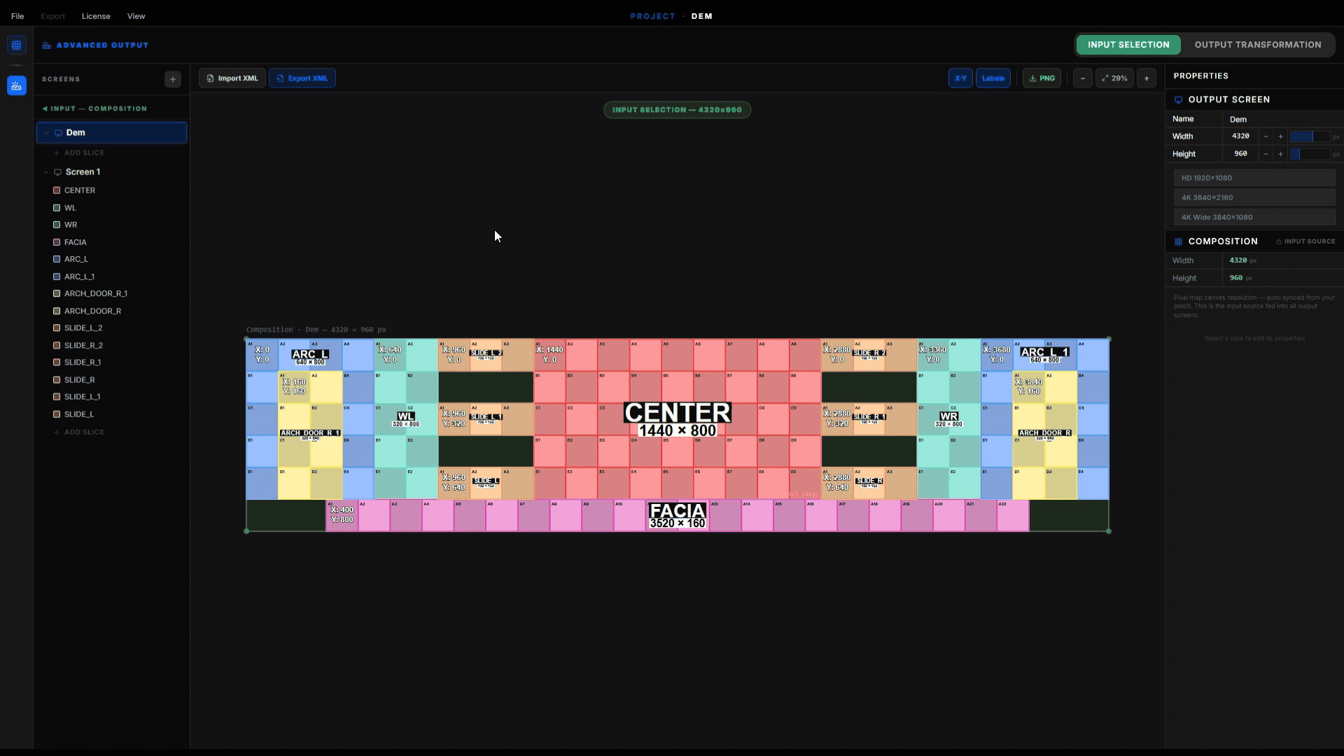 Advanced Output in PIXMAP — input selection and output transformation demo